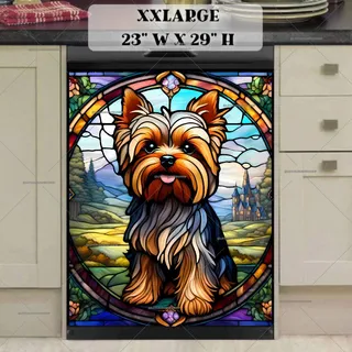 Preview of Stained Glass Yorkie Puppy magnet in XX Large size.