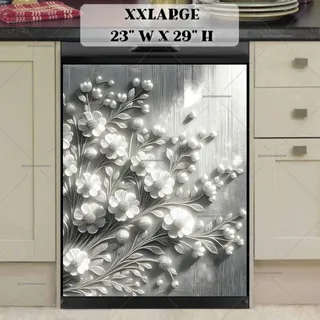 Preview of White Metal Flowers magnet in XX Large size.