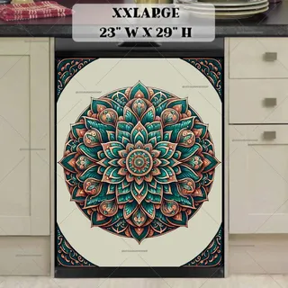 Preview of Beautiful Copper and Teal Mandala magnet in XX Large size.