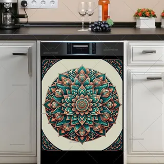 Preview of Beautiful Copper and Teal Mandala magnet.