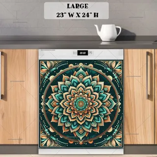 Preview of Teal and Copper Indian Mandala magnet in Large size.