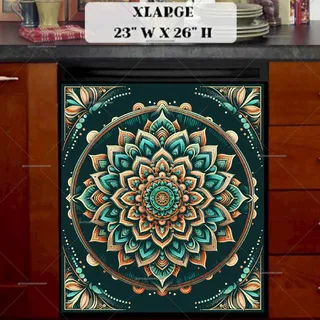 Preview of Teal and Copper Indian Mandala magnet in Extra Large size.