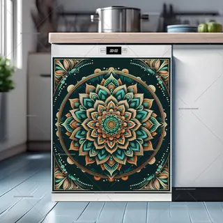 Preview of Teal and Copper Indian Mandala magnet.