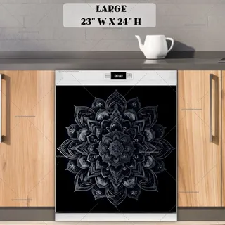 Preview of Beautiful Black and Grey Mandala magnet in Large size.