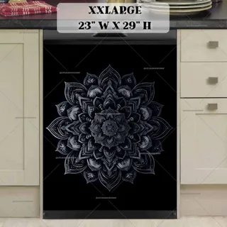 Preview of Beautiful Black and Grey Mandala magnet in XX Large size.