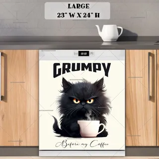 Preview of Cute Grumpy Cat with Coffee magnet in Large size.