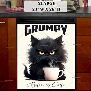 Preview of Cute Grumpy Cat with Coffee magnet in Extra Large size.