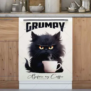 Preview of Cute Grumpy Cat with Coffee magnet.