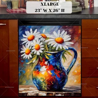 Preview of Daisies in a Colorful Vase magnet in Extra Large size.