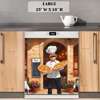 Preview of Cute Pizza Restaurant Chef magnet in Large size.