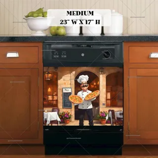 Preview of Cute Pizza Restaurant Chef magnet in Medium size.