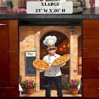 Preview of Cute Pizza Restaurant Chef magnet in Extra Large size.