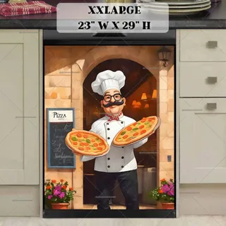 Preview of Cute Pizza Restaurant Chef magnet in XX Large size.