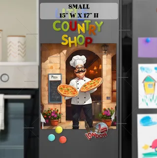 Preview of Cute Pizza Restaurant Chef magnet in Small size.