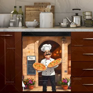 Preview of Cute Pizza Restaurant Chef magnet.