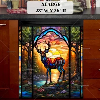 Preview of Stained Glass Woodland Deer magnet in Extra Large size.