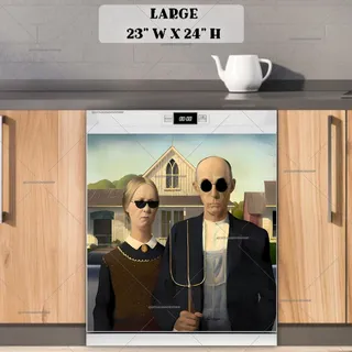 Preview of Grant Wood American Gothic Altered Art magnet in Large size.