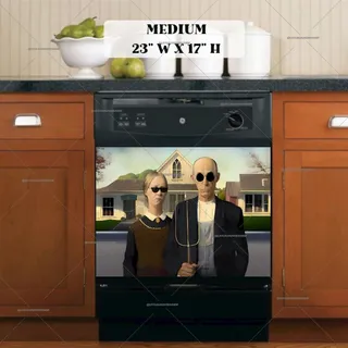 Preview of Grant Wood American Gothic Altered Art magnet in Medium size.