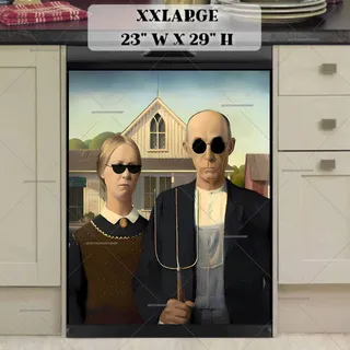 Preview of Grant Wood American Gothic Altered Art magnet in XX Large size.