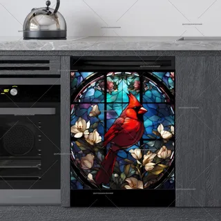 Preview of Stained Glass Window and Cardinal magnet.