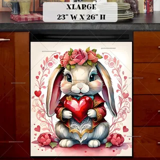 Preview of Pretty Valentine's Bunny magnet in Extra Large size.