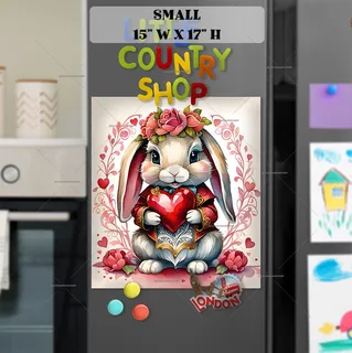 Preview of Pretty Valentine's Bunny magnet in Small size.