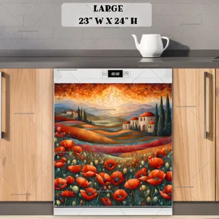 Preview of Beautiful Poppy Field Mosaic magnet in Large size.