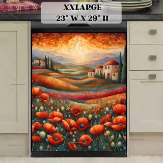 Preview of Beautiful Poppy Field Mosaic magnet in XX Large size.