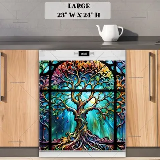 Preview of Beautiful Stained Glass Tree magnet in Large size.