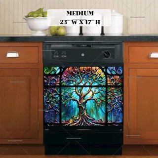 Preview of Beautiful Stained Glass Tree magnet in Medium size.