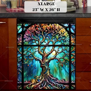 Preview of Beautiful Stained Glass Tree magnet in Extra Large size.