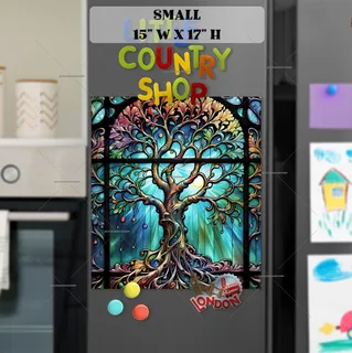 Preview of Beautiful Stained Glass Tree magnet in Small size.