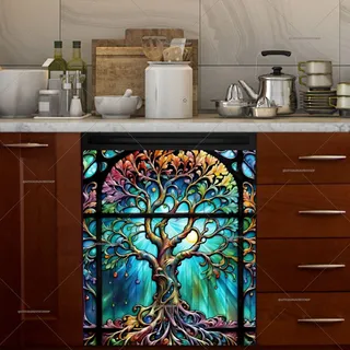 Preview of Beautiful Stained Glass Tree magnet.