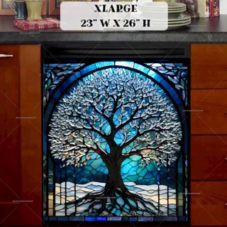 Preview of Stained Glass Winter Tree magnet in Extra Large size.