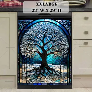 Preview of Stained Glass Winter Tree magnet in XX Large size.