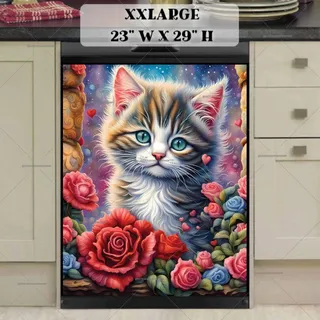 Preview of Little Valentine’s Kitten with Roses magnet in XX Large size.