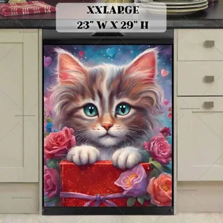 Preview of Cute Kitten with Valentine’s Gift magnet in XX Large size.