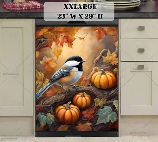 Preview of Autumn Pumpkins and Chickadee magnet in XX Large size.