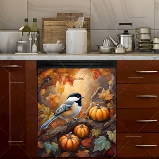 Preview of Autumn Pumpkins and Chickadee magnet.