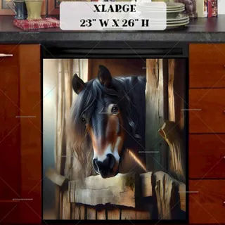 Preview of Cute Horse in the Stable magnet in Extra Large size.