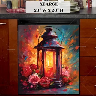 Preview of Pretty Lantern with Roses magnet in Extra Large size.