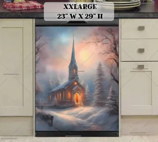 Preview of Beautiful Winter Church magnet in XX Large size.