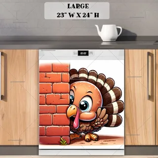 Preview of Cute Peeking Turkey magnet in Large size.