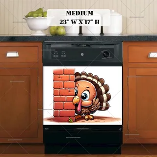 Preview of Cute Peeking Turkey magnet in Medium size.