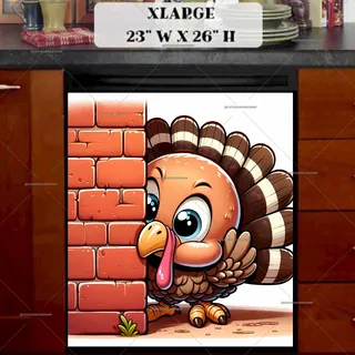 Preview of Cute Peeking Turkey magnet in Extra Large size.