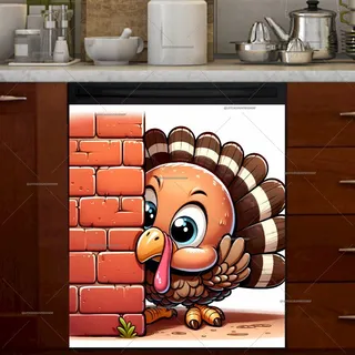 Preview of Cute Peeking Turkey magnet.