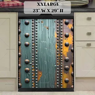 Preview of Rustic Teal and Yellow Metal magnet in XX Large size.