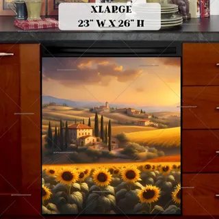 Preview of Beautiful Tuscan Sunflower Farm magnet in Extra Large size.