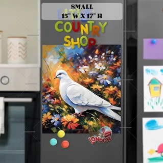 Preview of White Dove and Colorful Flowers magnet in Small size.