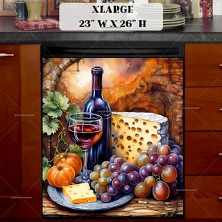 Preview of Still Life with Wine and Fruit magnet in Extra Large size.